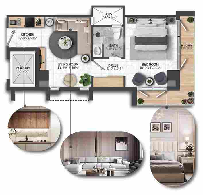 City Scape Heights One Bed Deluxe Royal (633 sqft)