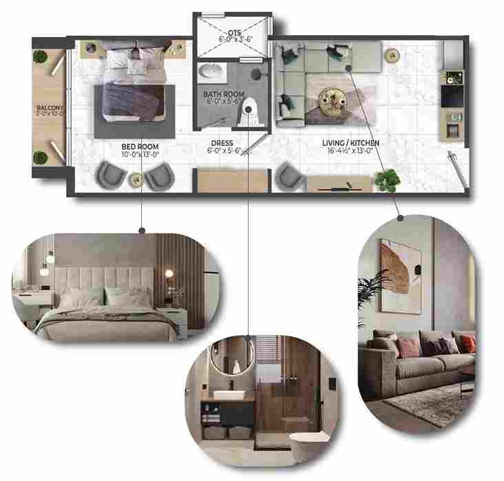 City Scape Heights One Bed Premium (595 sqft)