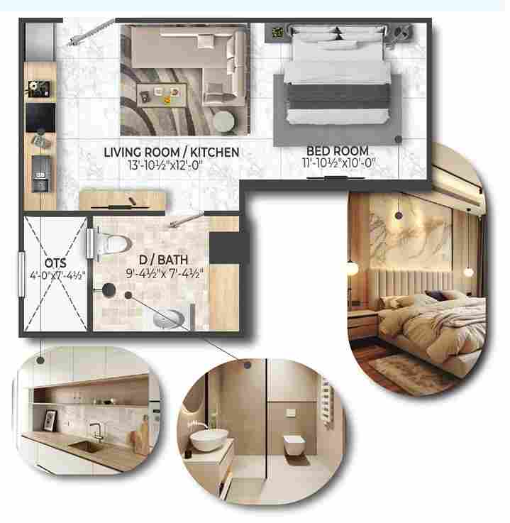 City Scape Heights Studio Royal (505 sqft)