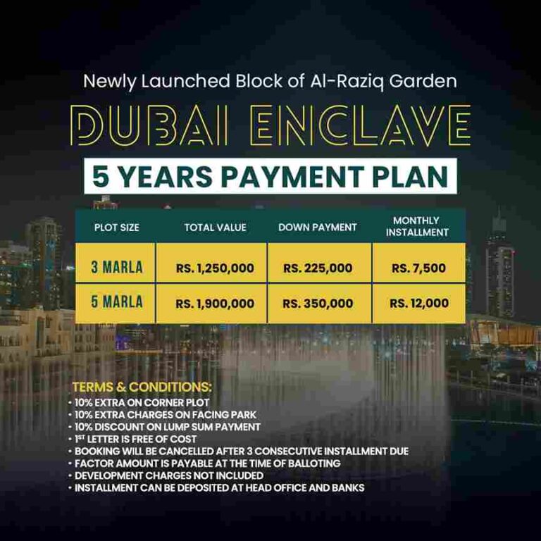 Dubai Enclave Payment plan